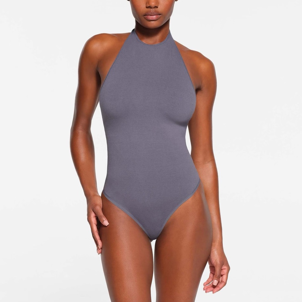 SKIMS Gray Halter Bodysuit